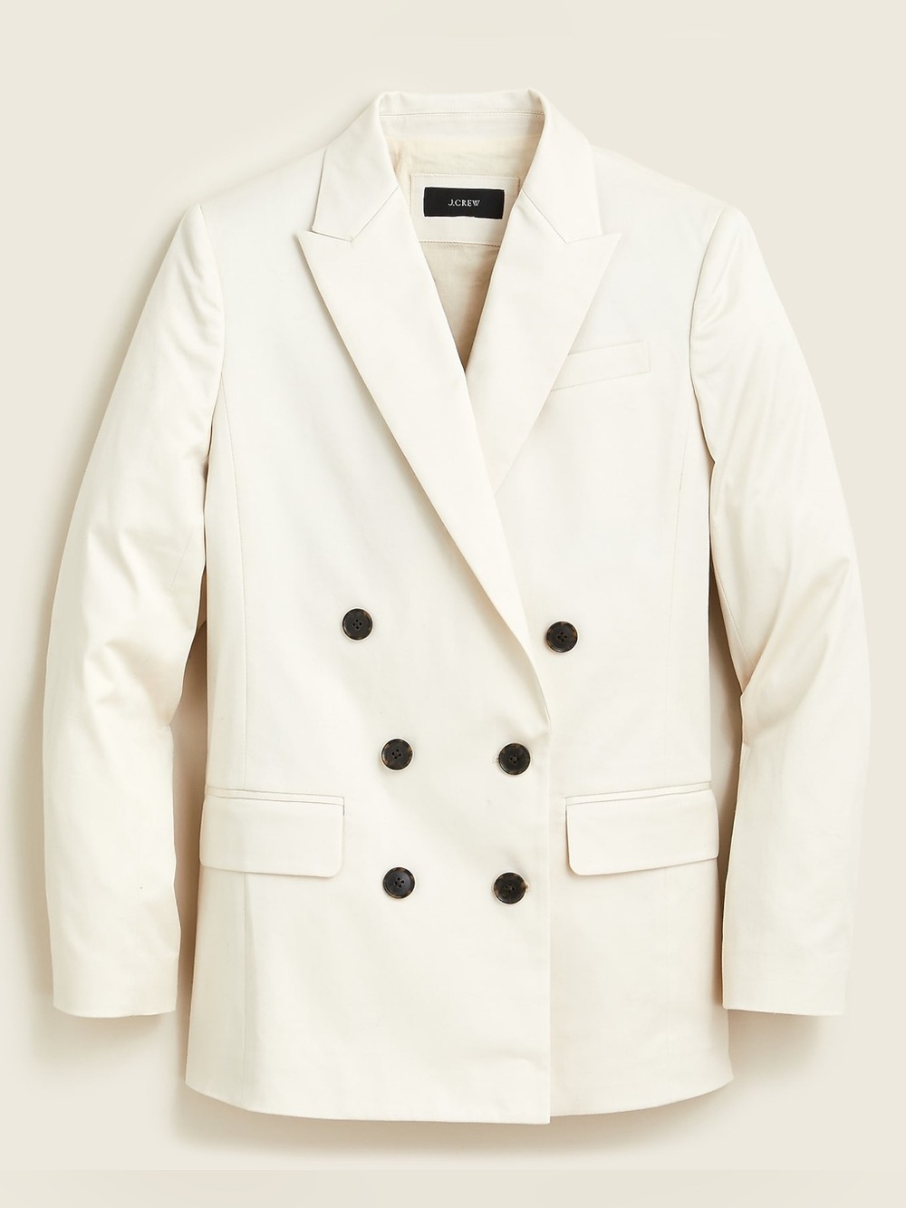 J. Crew Double-breasted Alfie blazer in lightweight chino in cream size 12 READ